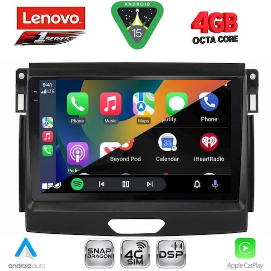 Lenovo Ηχοσύστημα Αυτοκινήτου για Ford Ranger 2015-2018 (Bluetooth/USB/WiFi/GPS/Apple-Carplay/Android-Auto) με Οθόνη Αφής 9"