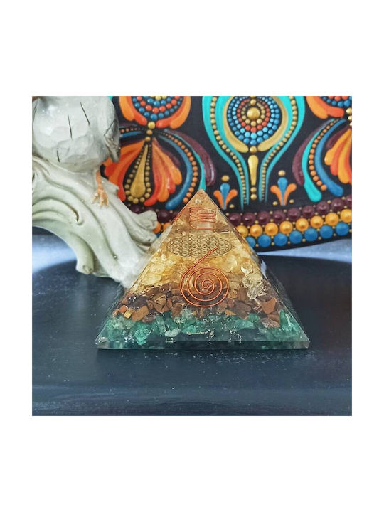 Piramida Mohan Orgone Aventurin Ochi De Tigru Citrin Cristale Simbol Floarea Vieții Spirală De Cupru