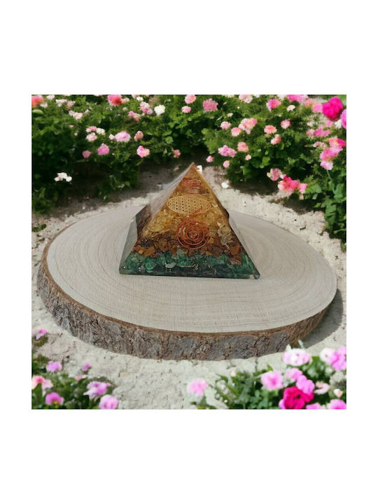 Piramida Mohan Orgone Aventurin Ochi De Tigru Citrin Cristale Simbol Floarea Vieții Spirală De Cupru