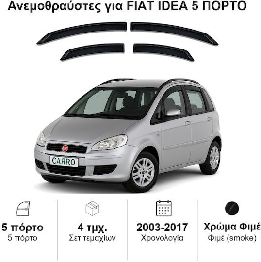 Heko Set of Windbreakers Front and Rear Car Dark Fime for Fiat Idea 4pcs