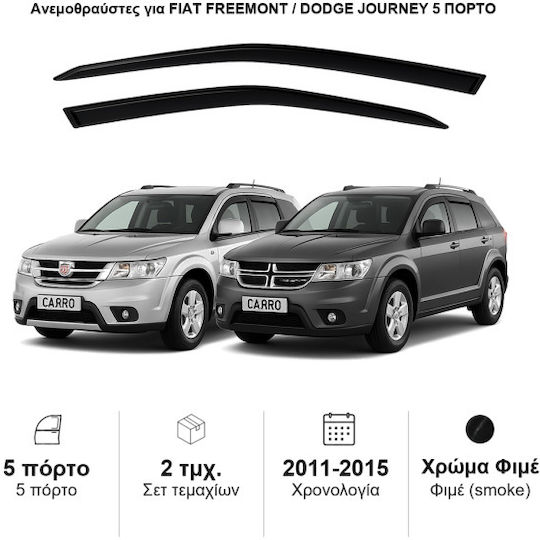 Heko Set of Windbreakers Front Car Dark Fime for Fiat Freemont 2pcs