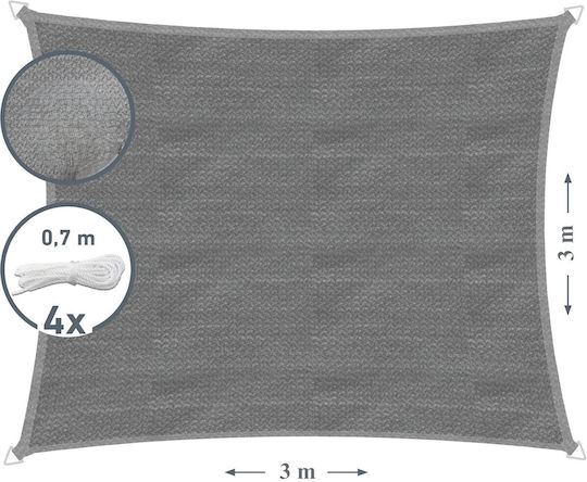 Plasă / Pânză De Umbrire Rectangulară Gri 3x3m 160gr/m²