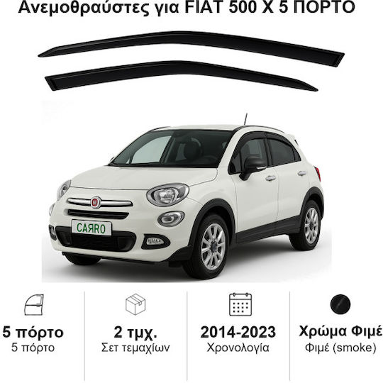 Heko Set of Windbreakers Front Car Dark Fime for Fiat 500 2pcs