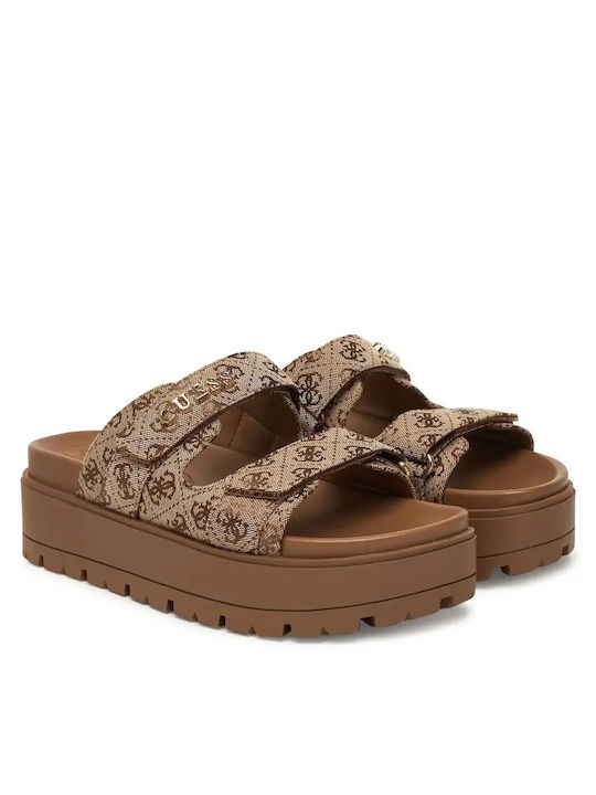 Sandale Flatforme Damă Maro