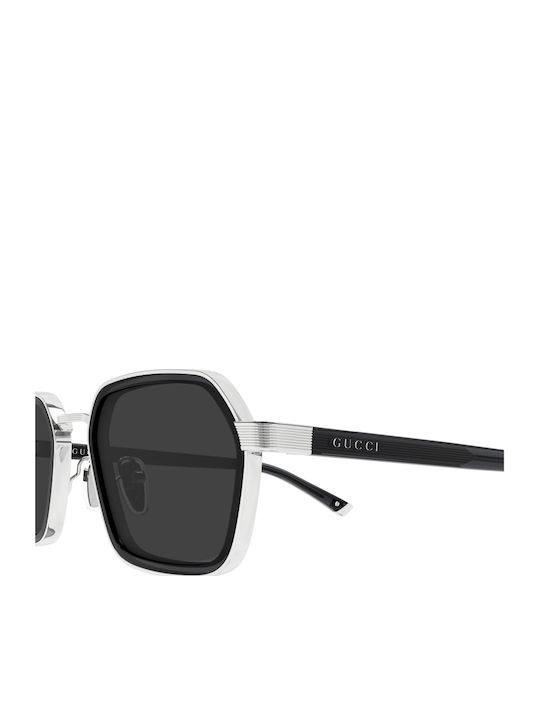 Gucci Ochelari de Soare Pentru Bărbați cu Ramă Argintie și Lentile Gri GG2074S 001