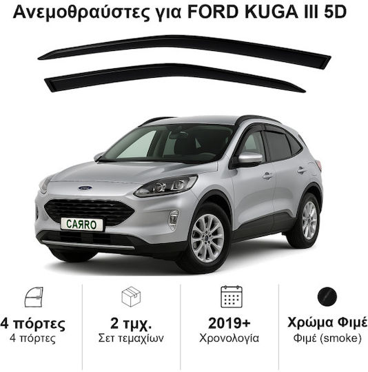 Heko Set of Windbreakers Front Car Dark Fime for Ford Kuga 2pcs