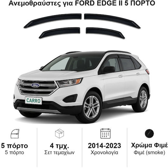 Heko Σετ Ανεμοθραύστες Αυτοκινήτου Μπροστινοί και Πίσω Σκούρο Φιμέ για Ford Edge 4τμχ