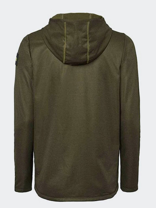 Athmos Men's Fleece Hooded Cardigan with Zipper Khaki