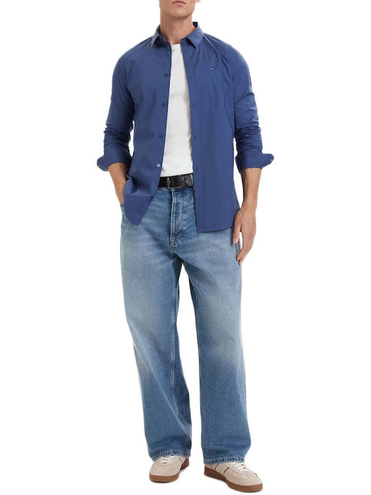 Long Sleeve Denim Shirt in Narrow Fit Blue