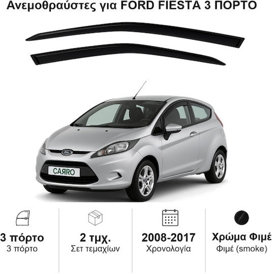 Heko Satz Windabweiser Vordere Dark Fime für Ford Fiesta MK6 3D 2008-2017 2Stück