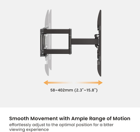 Brateck LPA69-466W Wall Mounted TV Mount with Extension Arm up to 86" and 60kg Silver