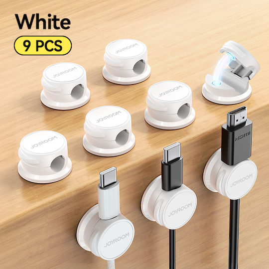 Joyroom Jr-zs468 Magnetic Cable Organization Clips Self-Adhesive Base 9 Pcs White