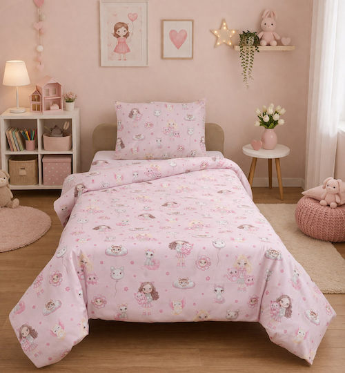 Viopros Bed Sheets Set for Single Bed with Rubber Hugger 100x200+25cm Rubber Hugger 3 Pieces