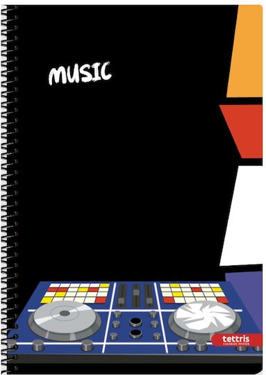 Tettris Spirale Musik Schulfachheft A4 60 Papiereinlagen 2 Themen (Verschiedene Designs)