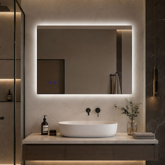 Futura Ορθογώνιος Καθρέπτης Μπάνιου Led Αφής 100x70cm Λευκός