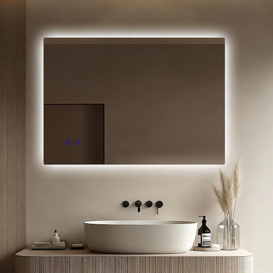 Futura Ορθογώνιος Καθρέπτης Μπάνιου Led Αφής 100x70cm Λευκός