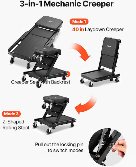 Vevor Folding Workshop Creeper with Maximum Load 218 kg