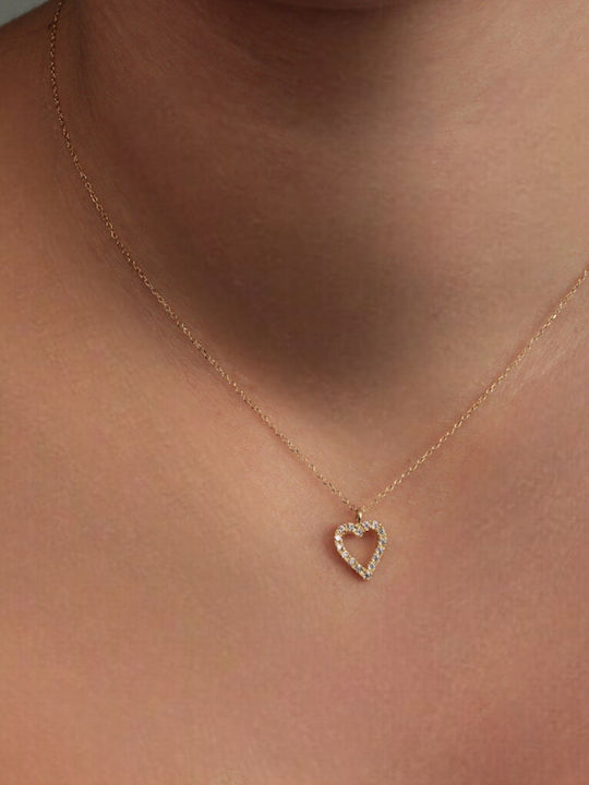 Ioannis Kosmima Necklace With Heart Design In 9 K Gold With Zircon