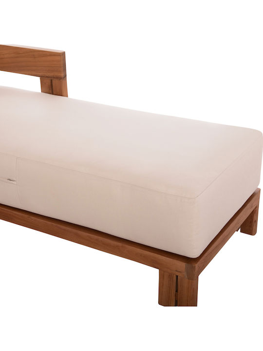 Hölzene Garten- und Pool-Liegestuhl Kioto mit Beige Kissen 165x70x64cm