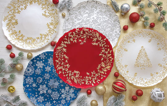 Easylife Gold Christmas Glass Plate 33cm (Miscellaneous Designs/Colors)