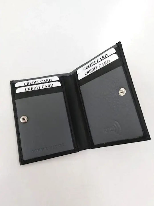 Leather Men's Card Wallet Black