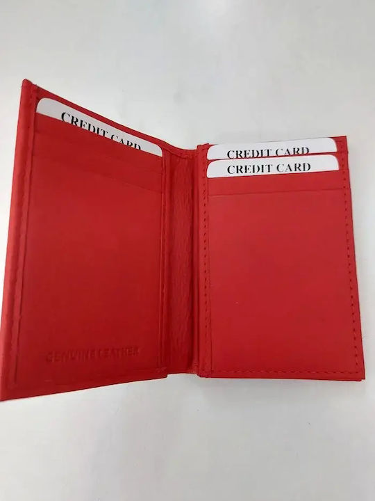 Leather Men's Card Wallet Red