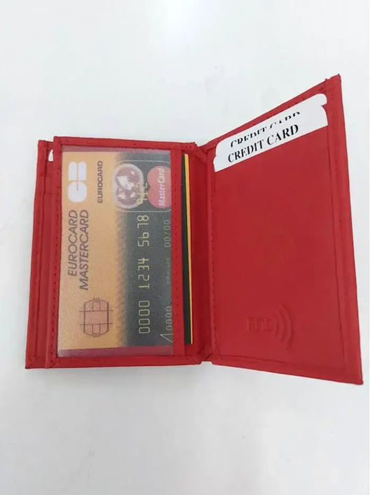 Leather Men's Card Wallet Red