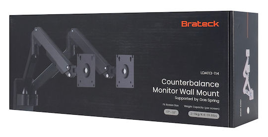 Brateck Wall Mounted Stand for 2 Screens up to 32" with Arm (LDA113-114)