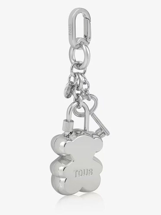 Metal Bear Lock Keychain Silver Grey