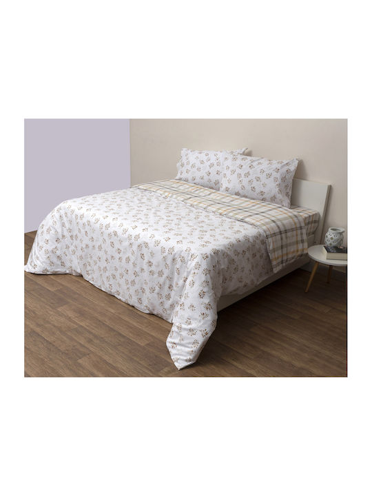 Viopros Viopros Tagesdecken Set Halbdoppel Baumwolle Weiß-Beige 180x240cm 2 Stück