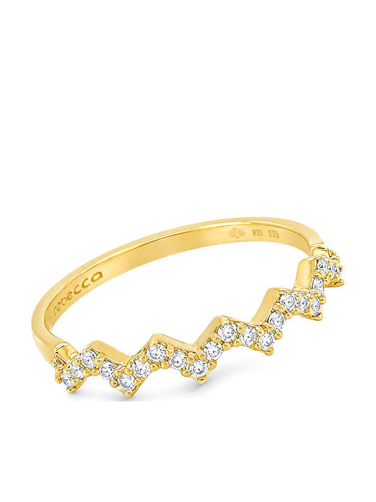 Rebecca Ring with Zircon made of Silver Gold Plated