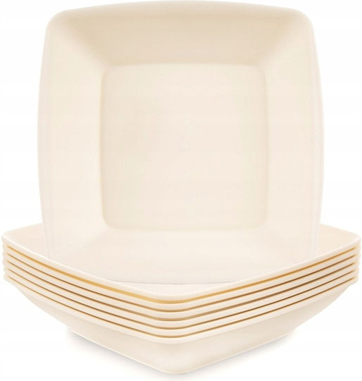 Vilde Sandy Servierplatte und Schüssel aus Kunststoff Beige mit Durchmesser 17,5cm 6 Stück