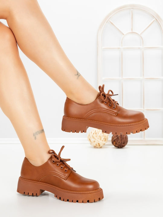 Leder Damen Oxfords in Braun Farbe