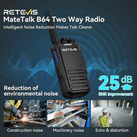 Retevis MateTalk B64 Kabelloser CB- und Zwei-Wege-Funkgerät PMR Ohne Anzeige Set 2Stücke