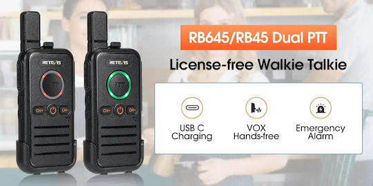 Retevis RB645 Mini Ασύρματος Πομποδέκτης PMR χωρίς Οθόνη Σετ 2τμχ
