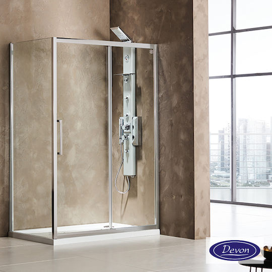 Devon Σταθερό Πλαϊνό Ντουζιέρας 97-101x195cm Clear Glass
