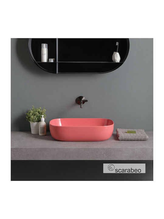 Scarabeo Countertop Sink Porcelain 56x39cm Peach Glossy