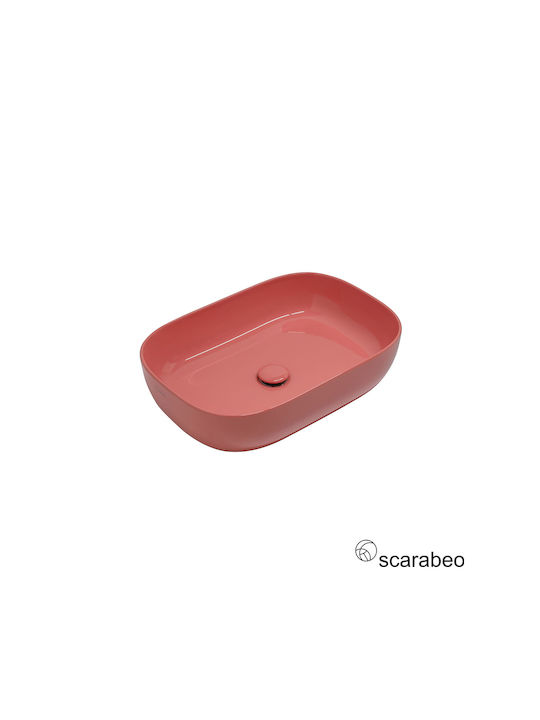 Scarabeo Countertop Sink Porcelain 56x39cm Peach Glossy