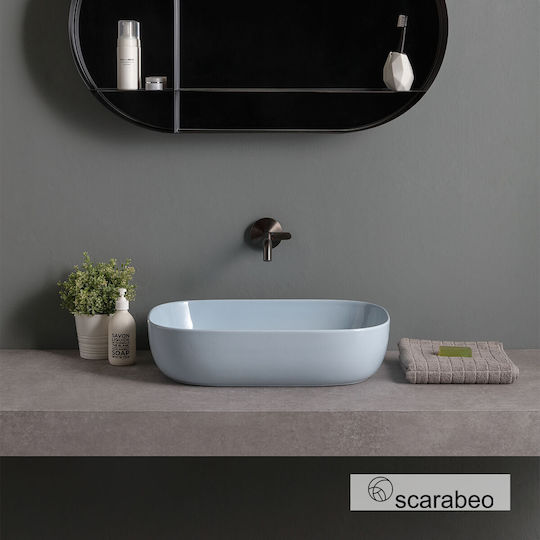 Scarabeo Aufgesetztes Waschbecken Porzellan 56x39cm Glossy