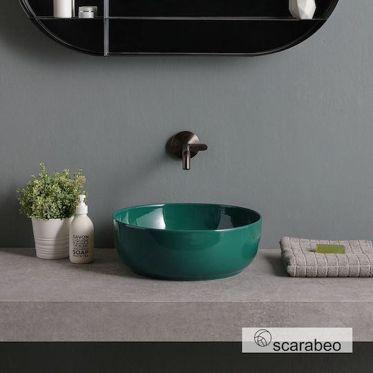 Scarabeo Countertop Sink Porcelain 39x39cm Musk Glossy
