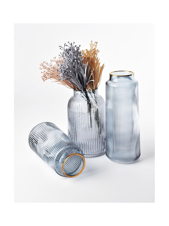 Mondex Dekorative Vase Glas Grau 12xY26cm
