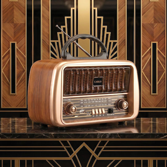 Forever JB-105 Retro Tischplatte Radio Elektrisch mit Bluetooth und USB Braun