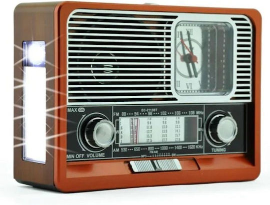 Retro Portable Rechargeable Radio with Bluetooth and USB Red