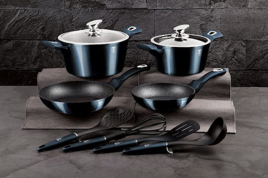 Berlinger Haus Metallic Line Σετ Μαγειρικά Σκεύη από Αλουμίνιο Aquamarine Collection με Επίστρωση από Πέτρα 4 Σκευών