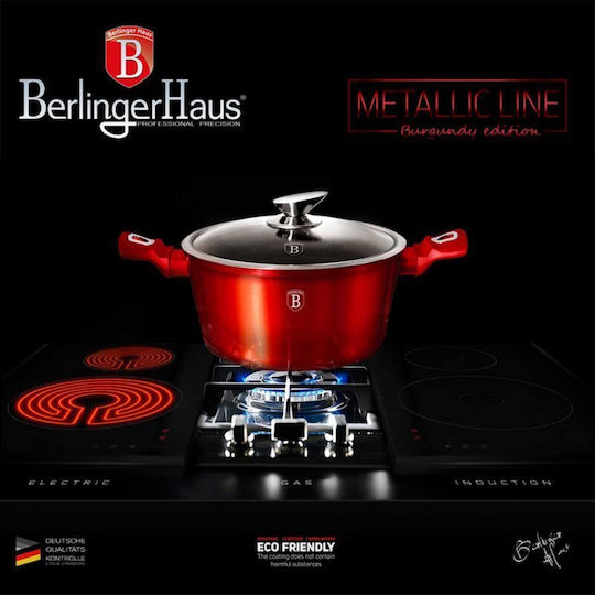 Berlinger Haus Metallic Line Set De Vase De Gătit Din Aluminiu Burgundy Collection Cu Acoperire Interioară Din Piatră 5 Piese