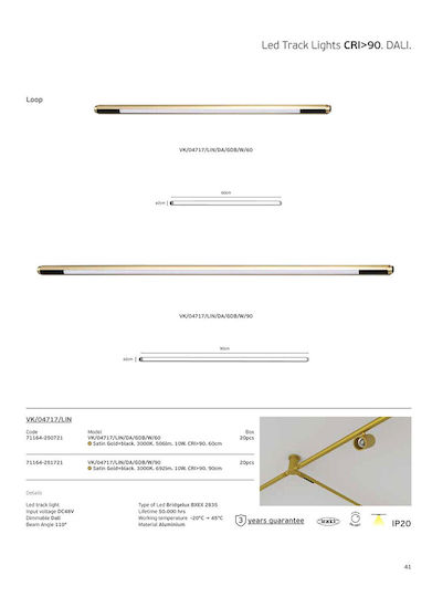 VK Lighting Ενσωματωμένο Led Γραμμικό Φωτιστικό Οροφής 10W Θερμό Λευκό με Ρυθμιζόμενη Ένταση