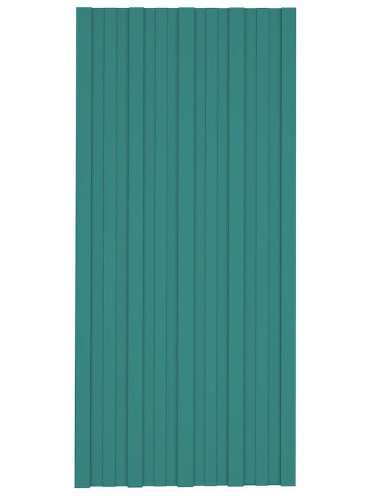 Roof Panel 12 Pcs Green 100 x 45 Cm Galvanized Steel 42047121