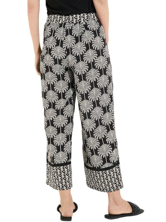MORE & MORE Pantaloni Dama Tesatura Pantaloni Largi cu Cauciuc Negri