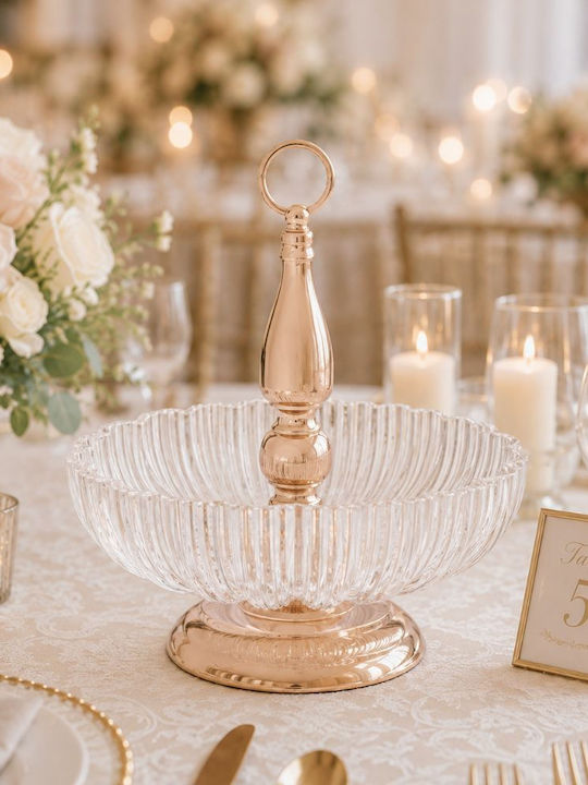 Iliadis Glass Gold Serving Platter 30x30cm