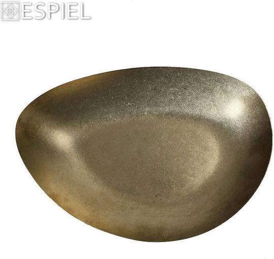 Espiel Snow Serving Platter Oval Made of Porcelain Gold 30x20cm 2 Pieces